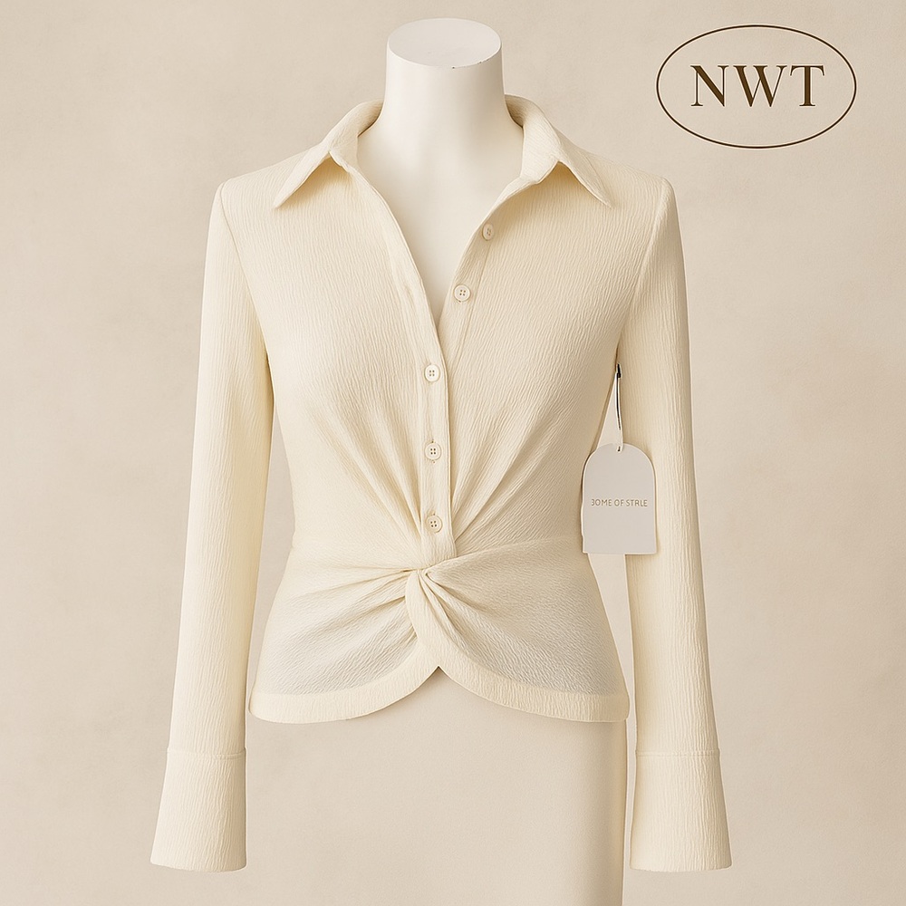 Song of Style Cream Button Down Shirt